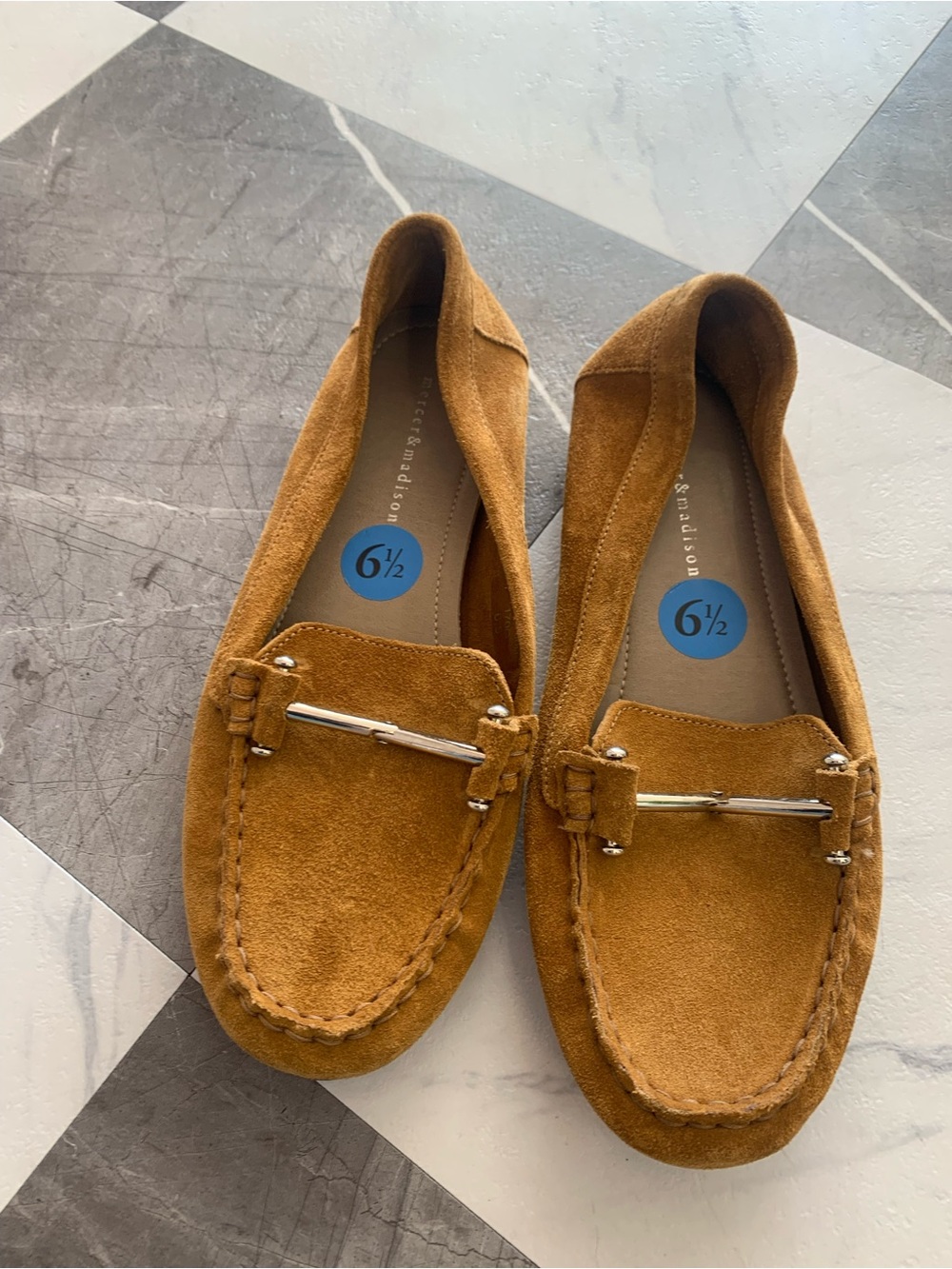 mercer & madison Suede Moccasin Loafers in Cognac